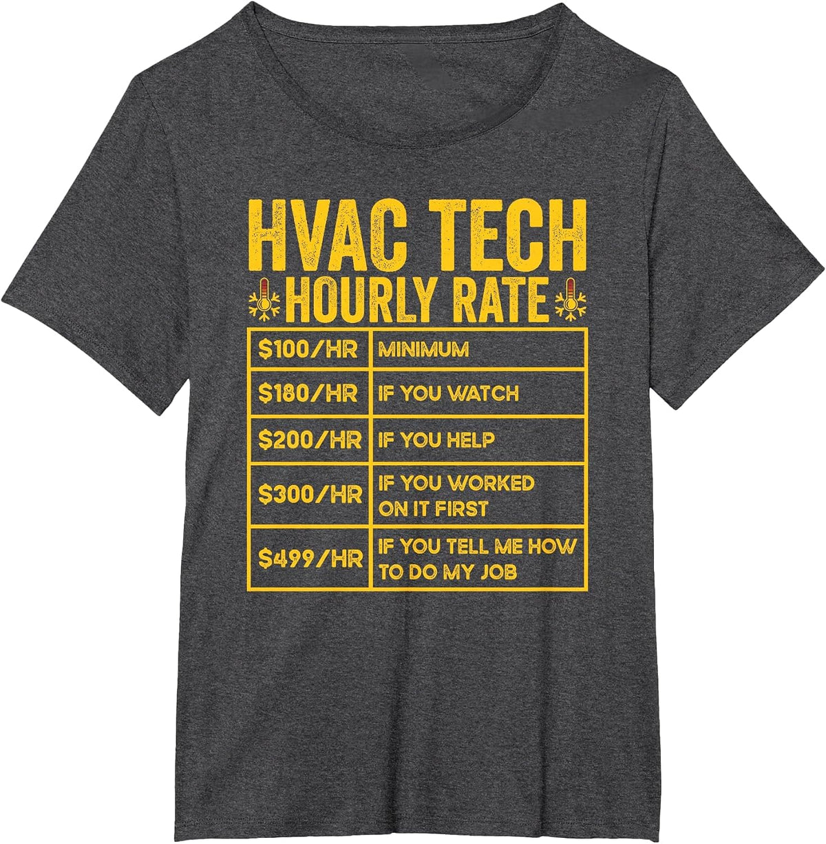 HVAC Tech Hourly Rate HVAC Technician Repairman T-Shirt - Dark Heather Grey