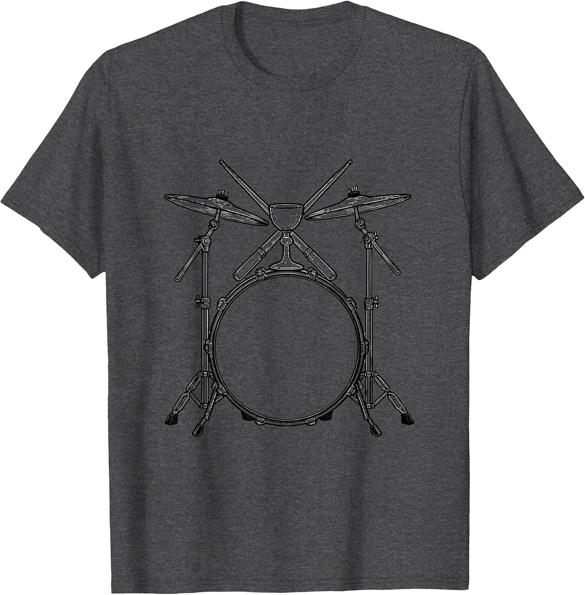 Men's Compact Drum Kit Christian Musician Worship Faith T-Shirt - Dark Heather Grey