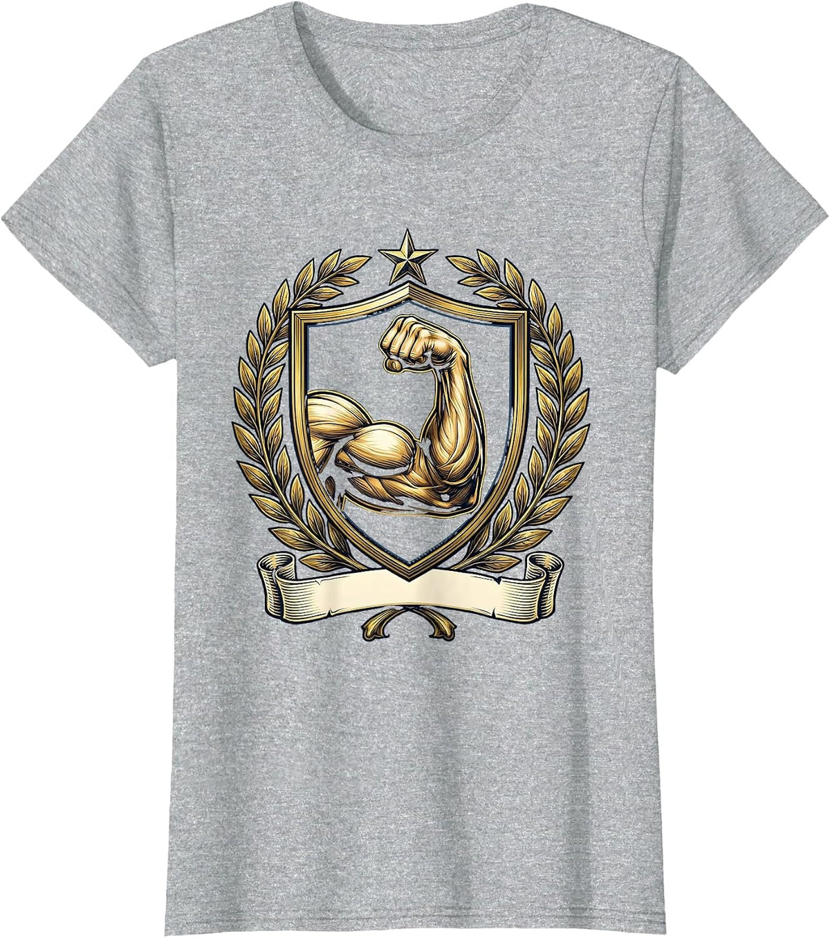 Bicep Curl Gym Weightlifting Graphic T-Shirt - Heather Grey