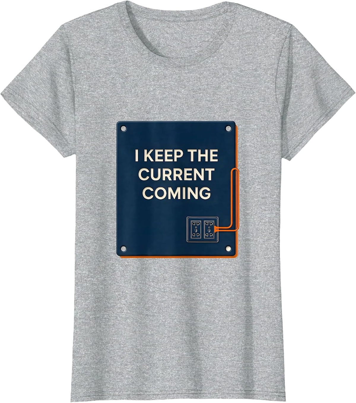 Women's I Keep The Current Coming Funny Electrician Skeleton Trade T-Shirt - Heather Grey