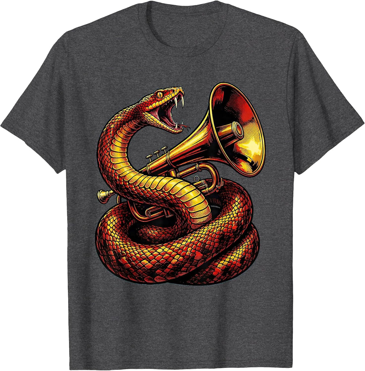 Men's Free Speech Serpent and Speaking Trumpet Design T-Shirt - Dark Heather Grey
