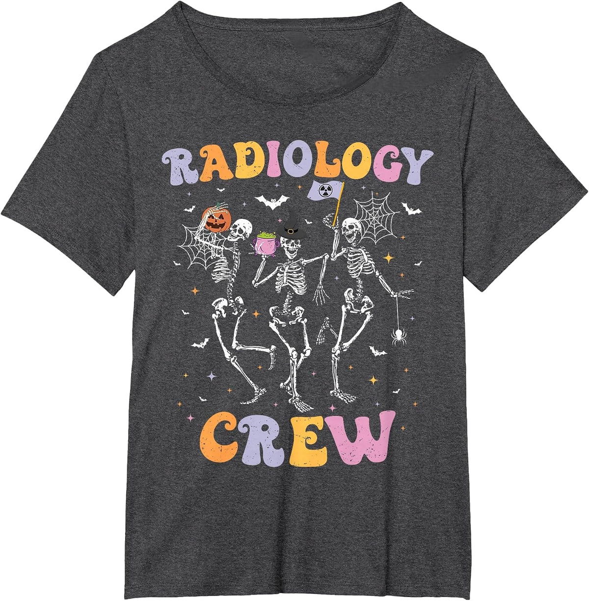 Dancing Skeleton Radiology Crew Halloween Spooky RAD Tech T-Shirt - Dark Heather Grey