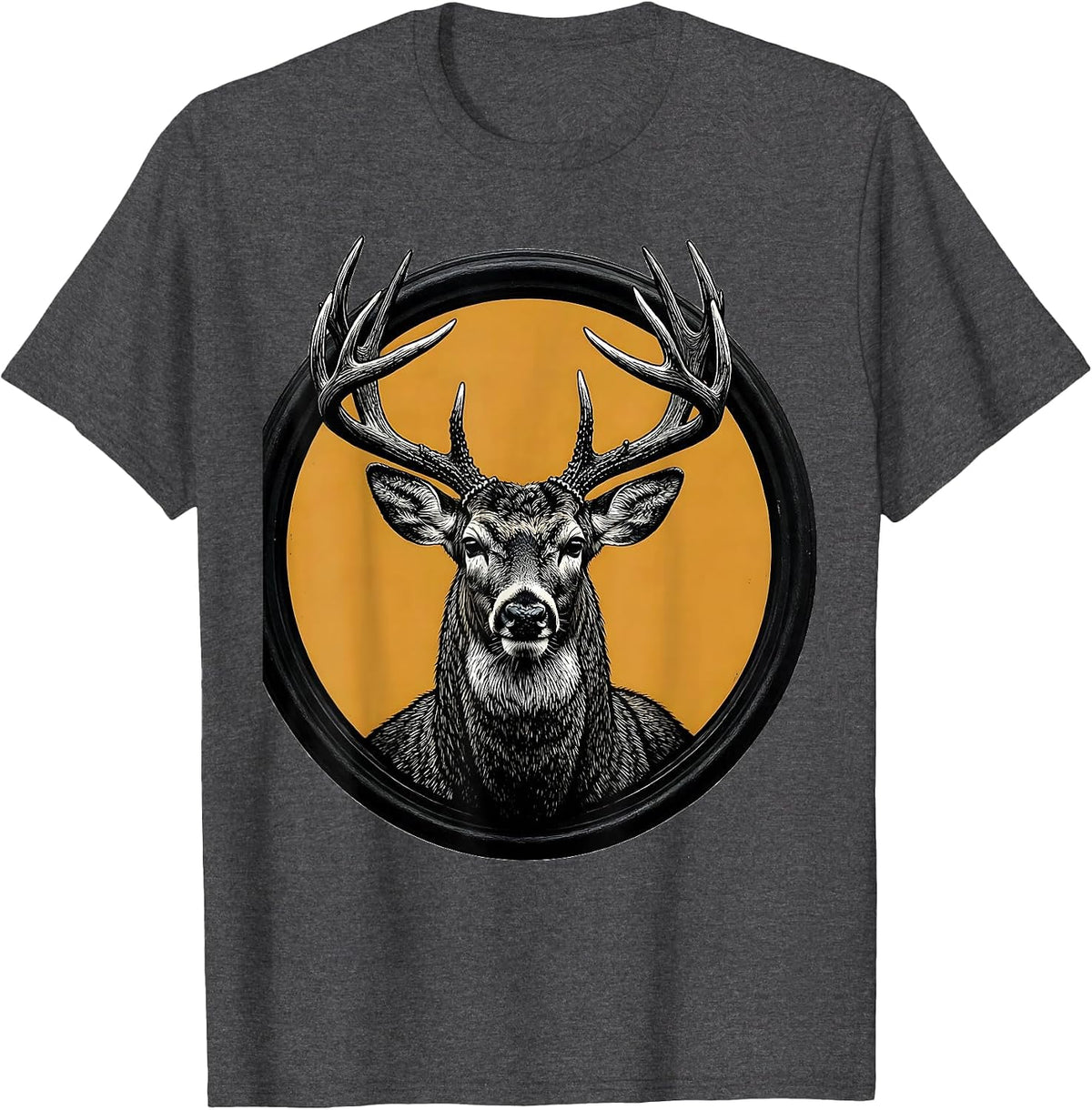 Men's Trophy Whitetail Deer Massive Antlers Hunting Graphic T-Shirt - Dark Heather Grey