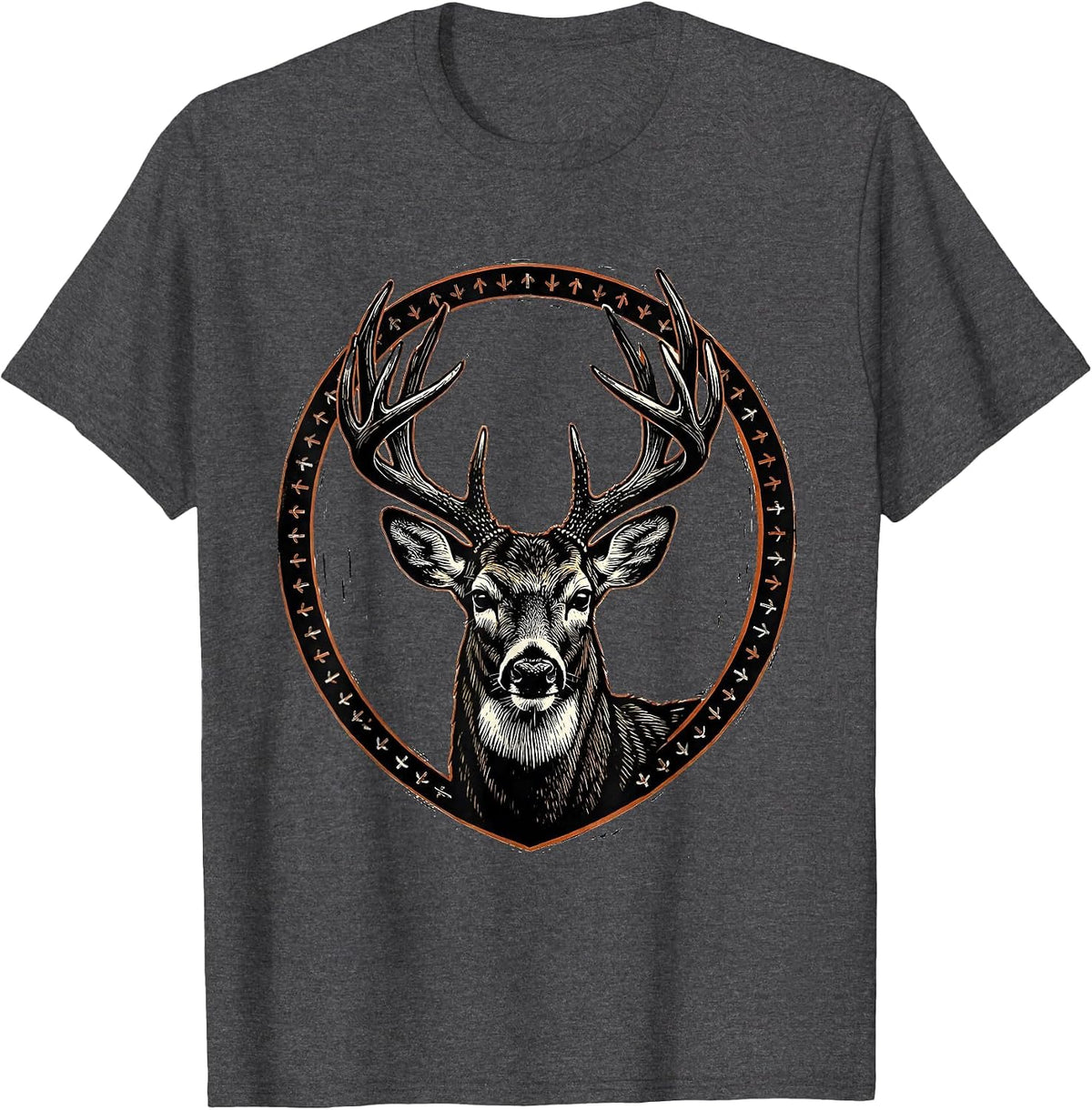 Men's Whitetail Antler Shield Funny Deer Hunter Dad Gift T-Shirt - Dark Heather Grey