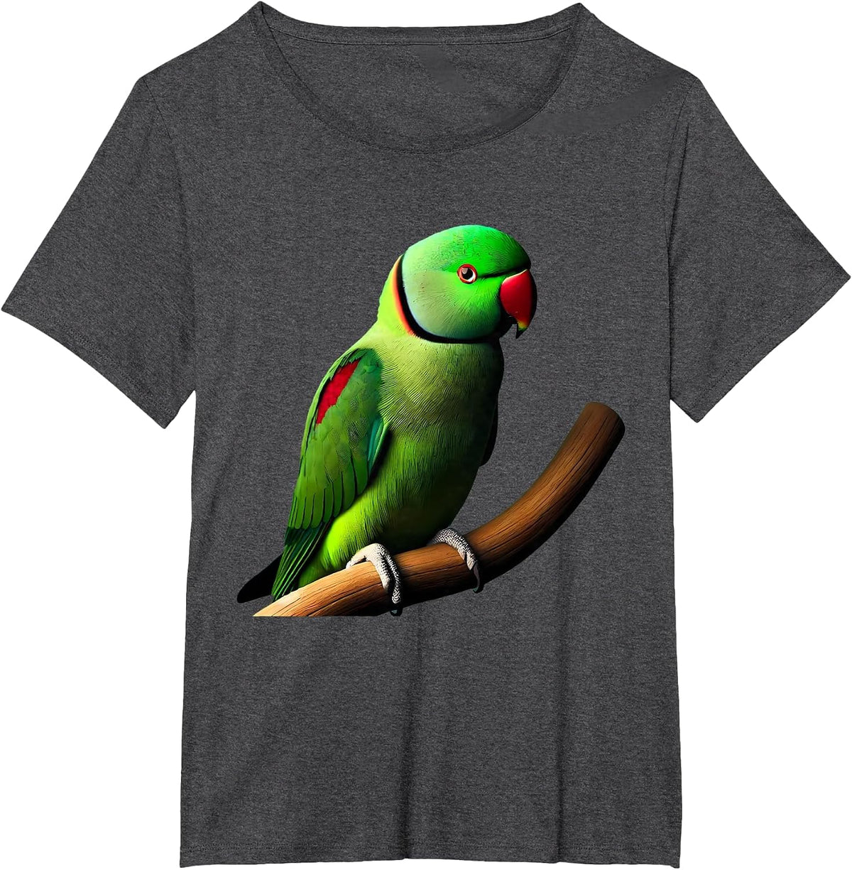 Ringneck Parrot Parakeet Bird Lover T-Shirt - Dark Heather Grey