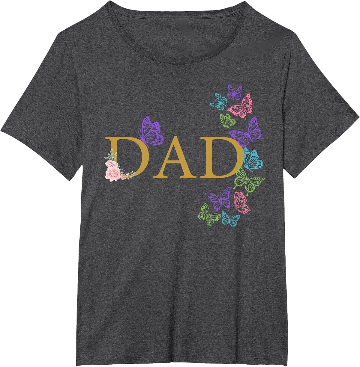 Dad of The Birthday for Girl Butterfly Family 1st Birthday T-Shirt - Dark Heather Grey
