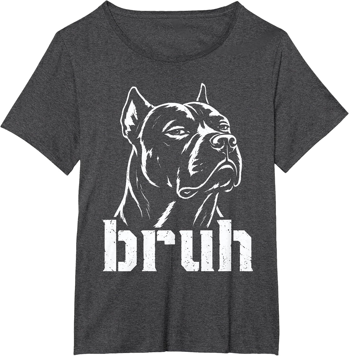 Bruh Funny Pitbull Meme Graphic Dog Dad Pittie Lovers T-Shirt - Dark Heather Grey