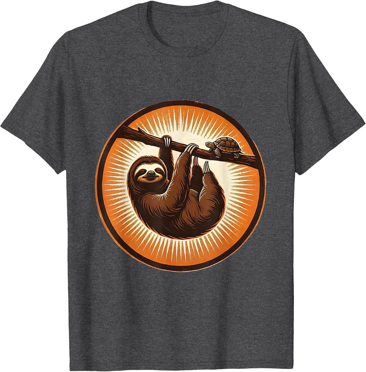 Sealed Sloth Badge Funny Lazy Humor Novelty Gift T-Shirt - Dark Heather Grey