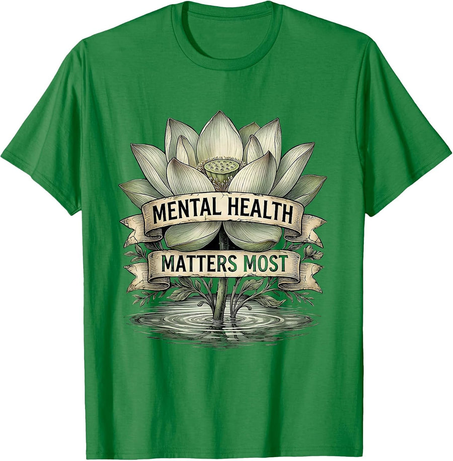 Men's Mental Health Matters Most Awareness Design T-Shirt - Kelly Green