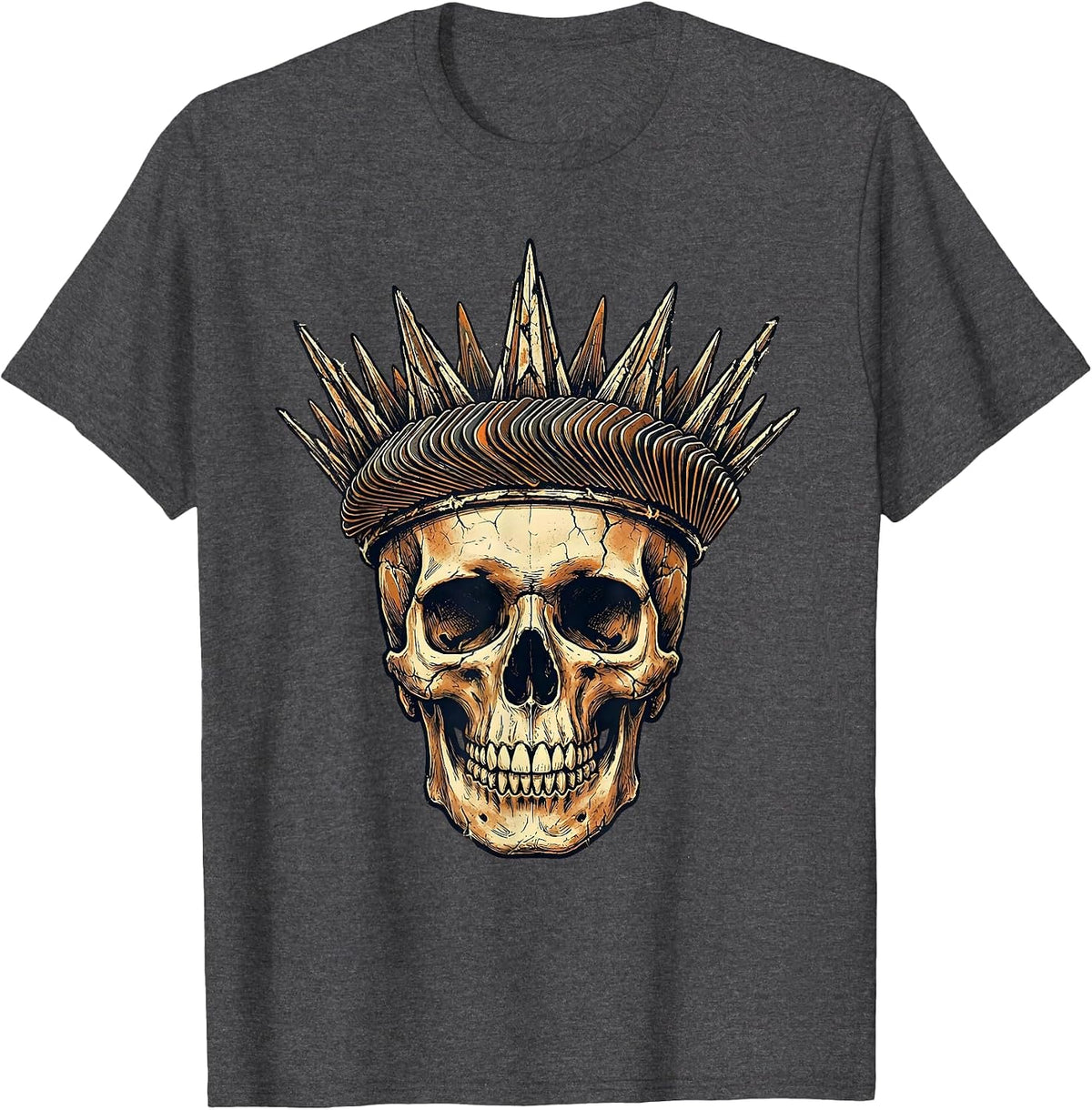 Skull Crown of Guitar Picks Vintage Rock Art T-Shirt - Dark Heather Grey
