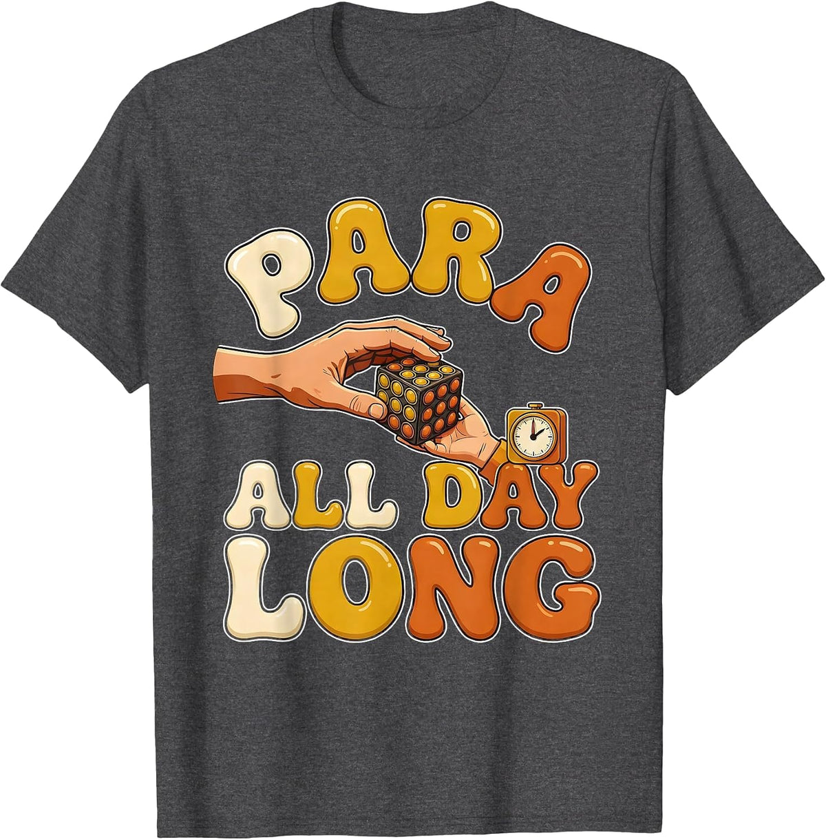 Para All Day Long Retro 70s Funny Paraprofessional T-Shirt - Dark Heather Grey