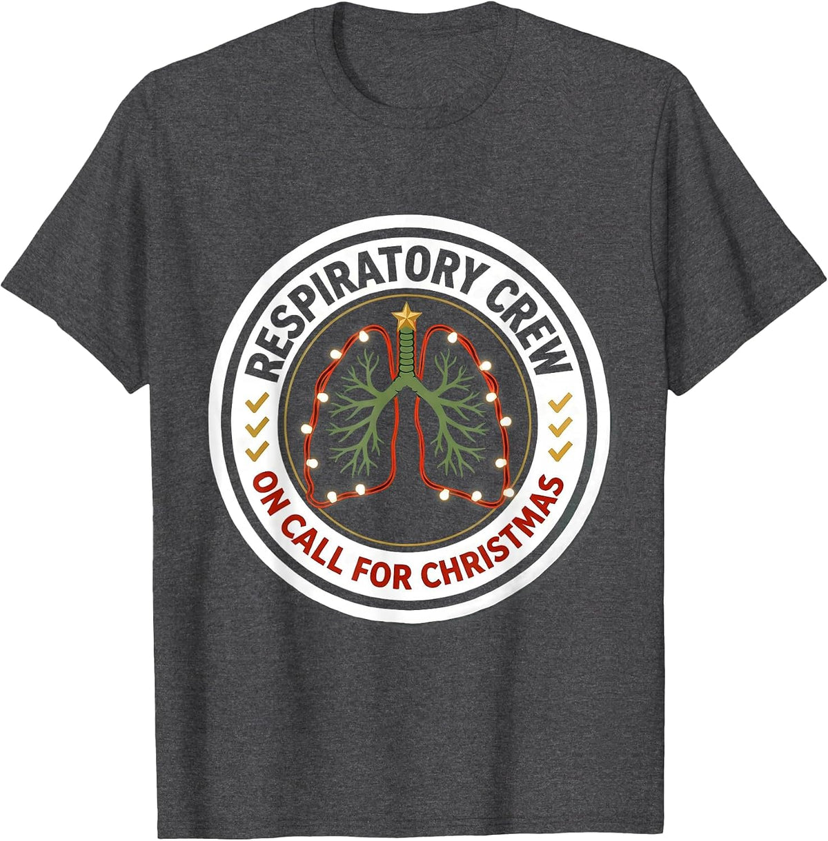Respiratory Crew On Call For Christmas Respiratory Therapist T-Shirt - Dark Heather Grey