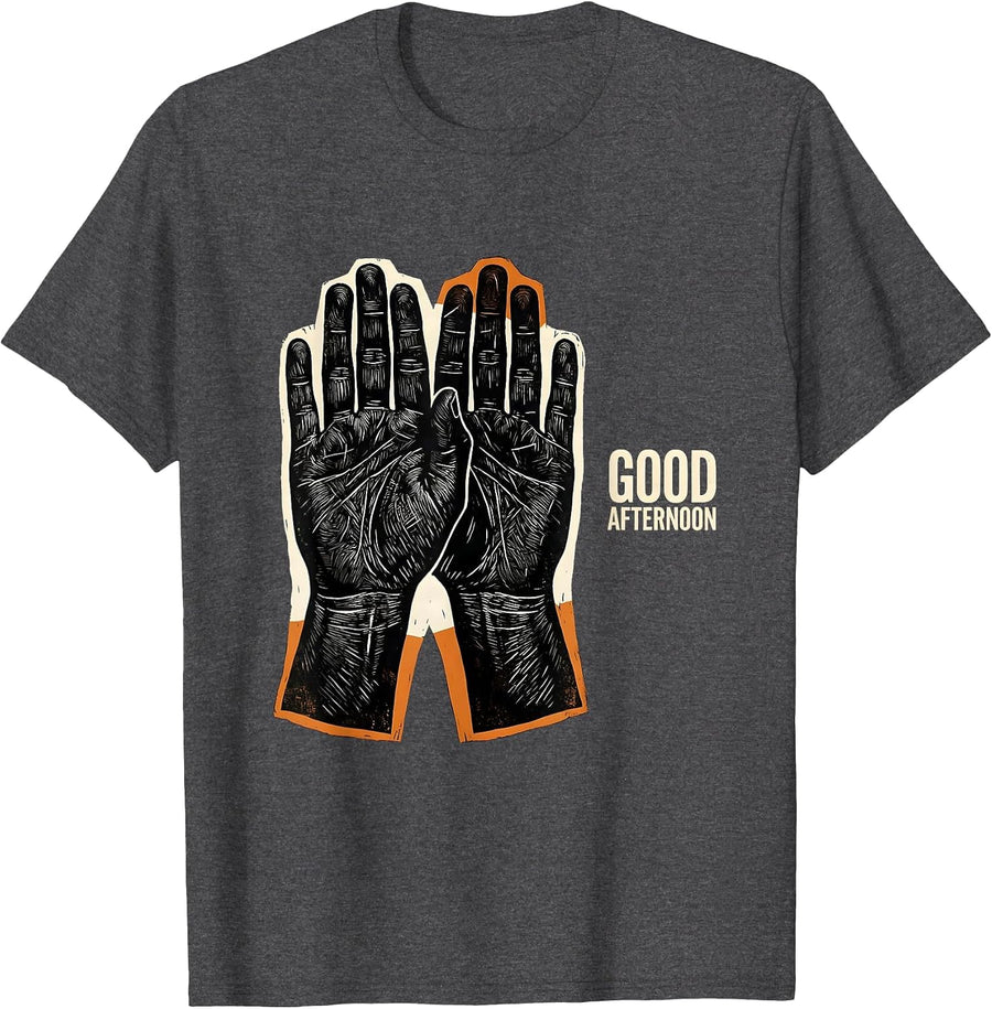 Men's Good Afternoon ASL Sign Language Teacher Advocacy Humor T-Shirt - Dark Heather Grey