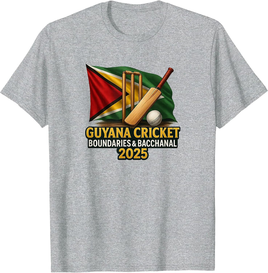 Guyana Caribbean Cricket 2025 Boundaries and Bacchanal T-Shirt - Heather Grey