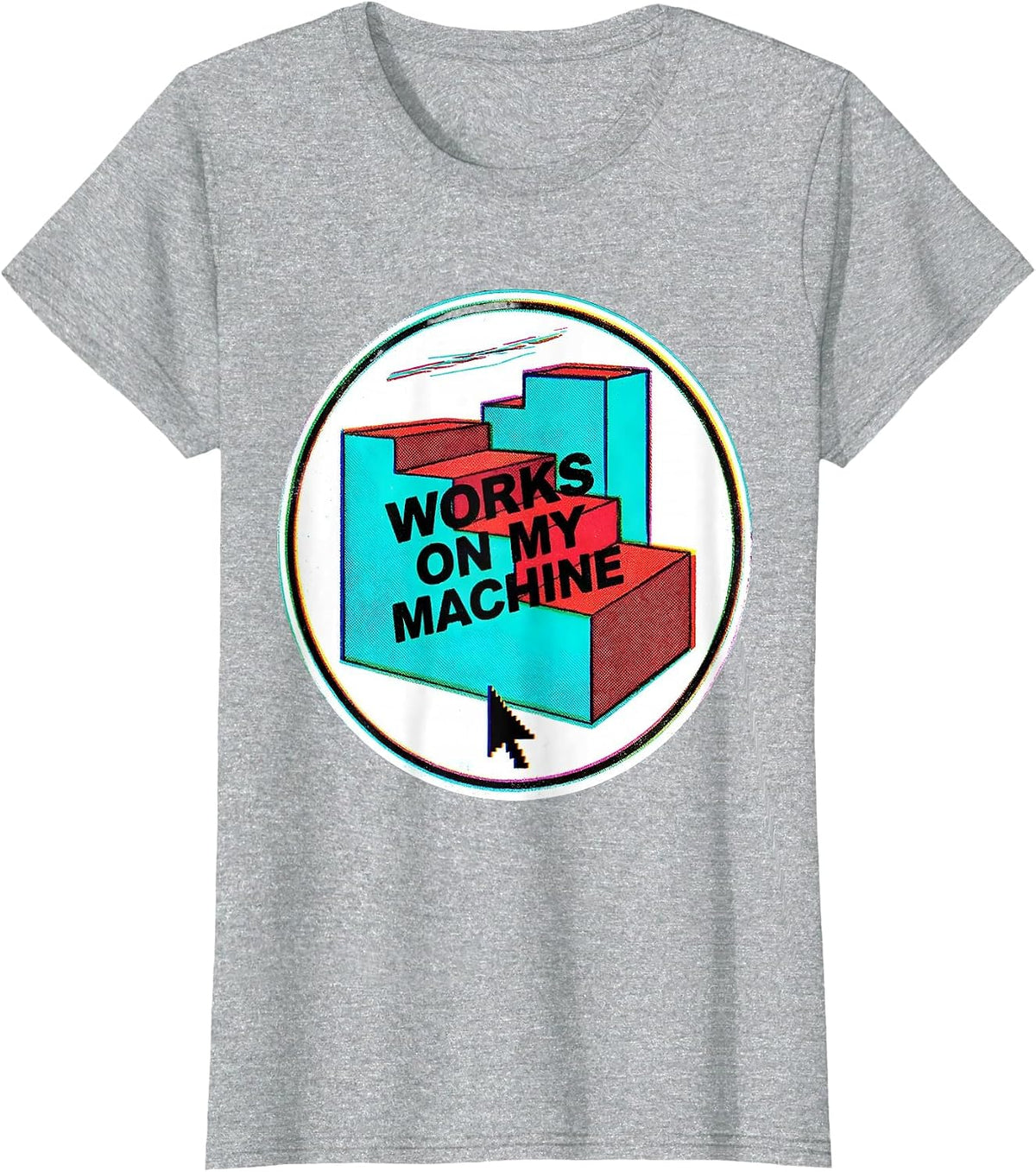 Works On My Machine Risograph Programmer Humor Linux T-Shirt - Heather Grey