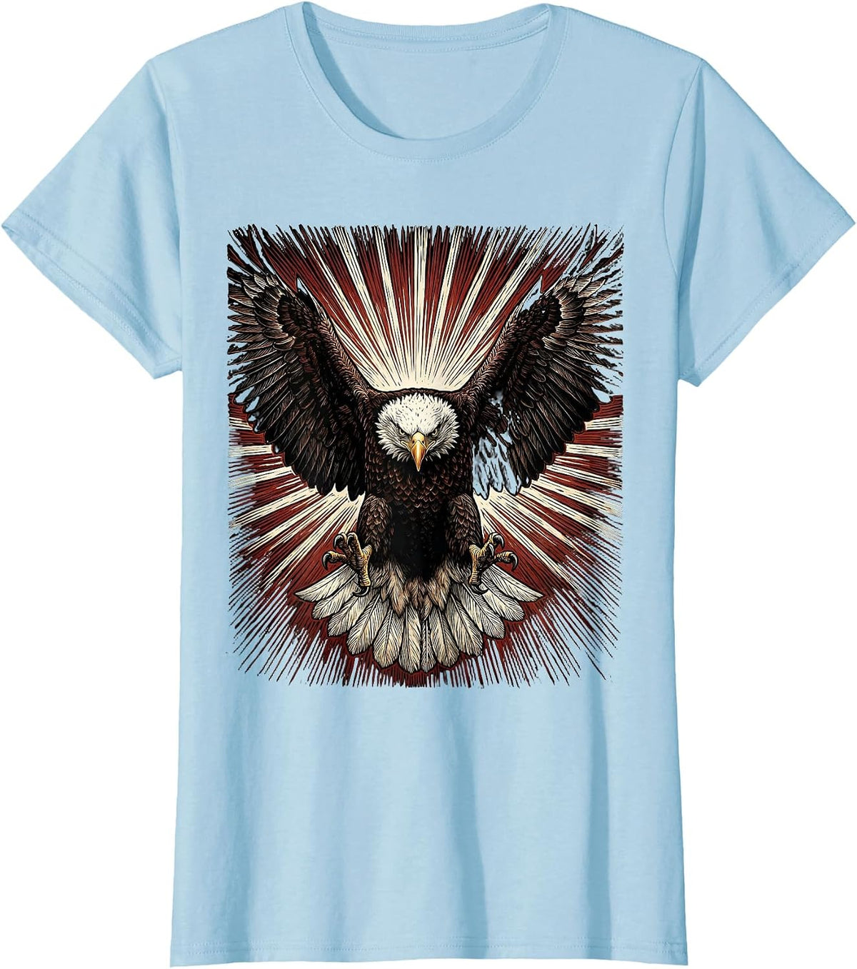 Women's 250th Anniversary USA Bald Eagle Sunburst Design T-Shirt - Baby Blue