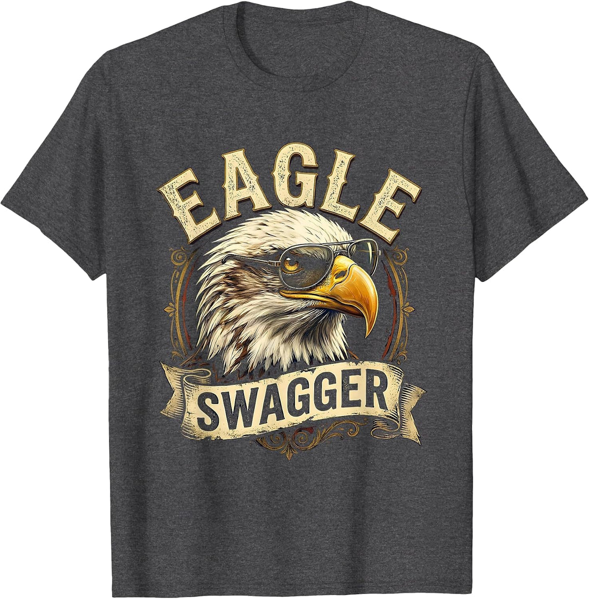 Men's Eagle Swagger Vintage Bald Eagle Wildlife Lover Kids Humor T-Shirt - Dark Heather Grey