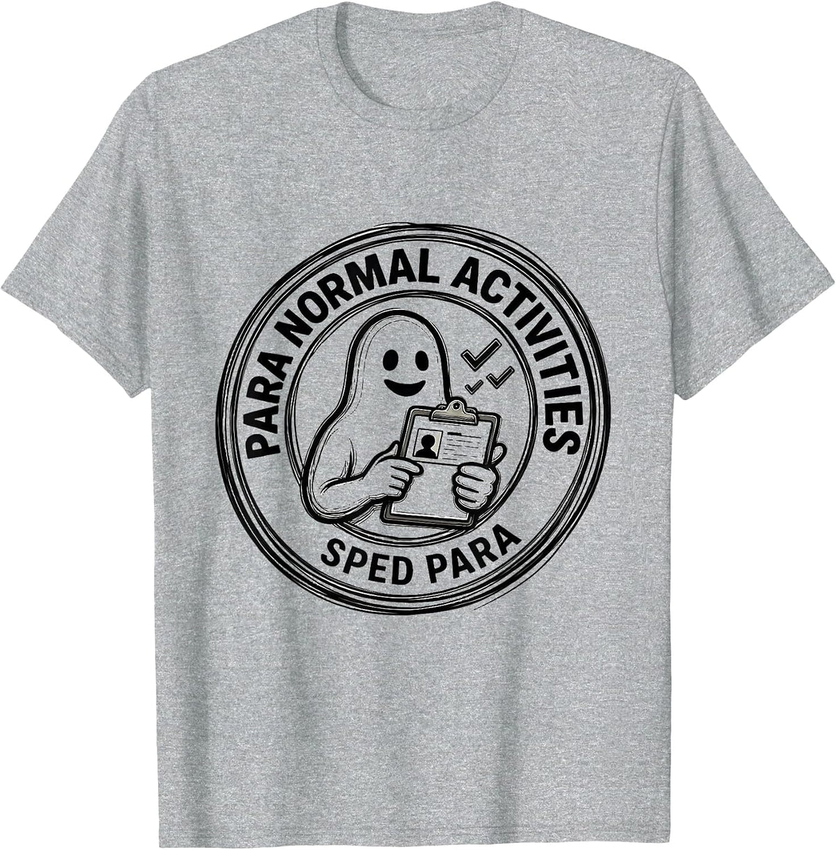 Men's Para Normal Activities SPED Para Funny Ghost Halloween T-Shirt - Heather Grey