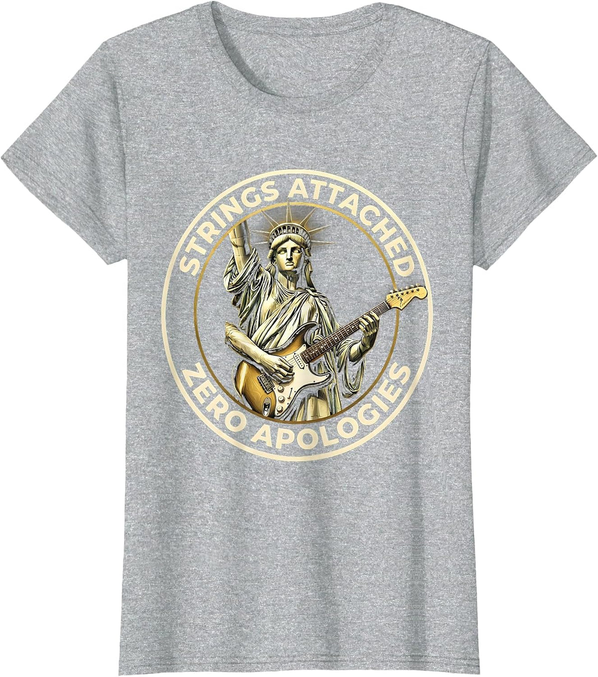 Strings Attached Zero Apologies Band Music Tee T-Shirt - Heather Grey