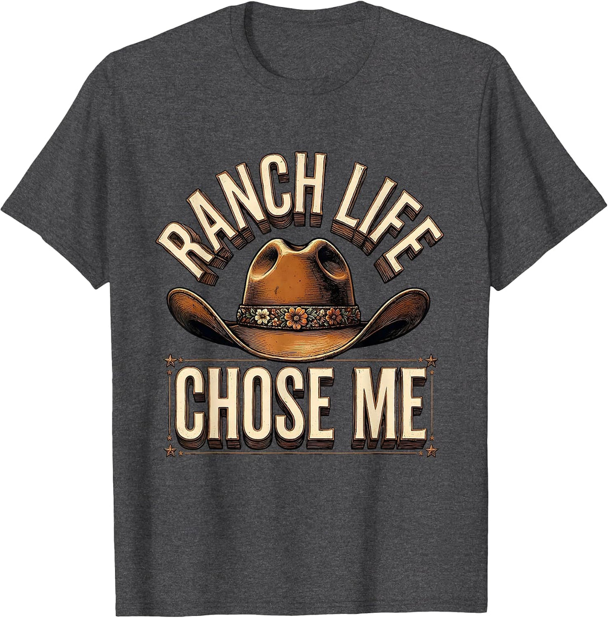 Ranch Life Chose Me Girls Western Design T-Shirt - Dark Heather Grey