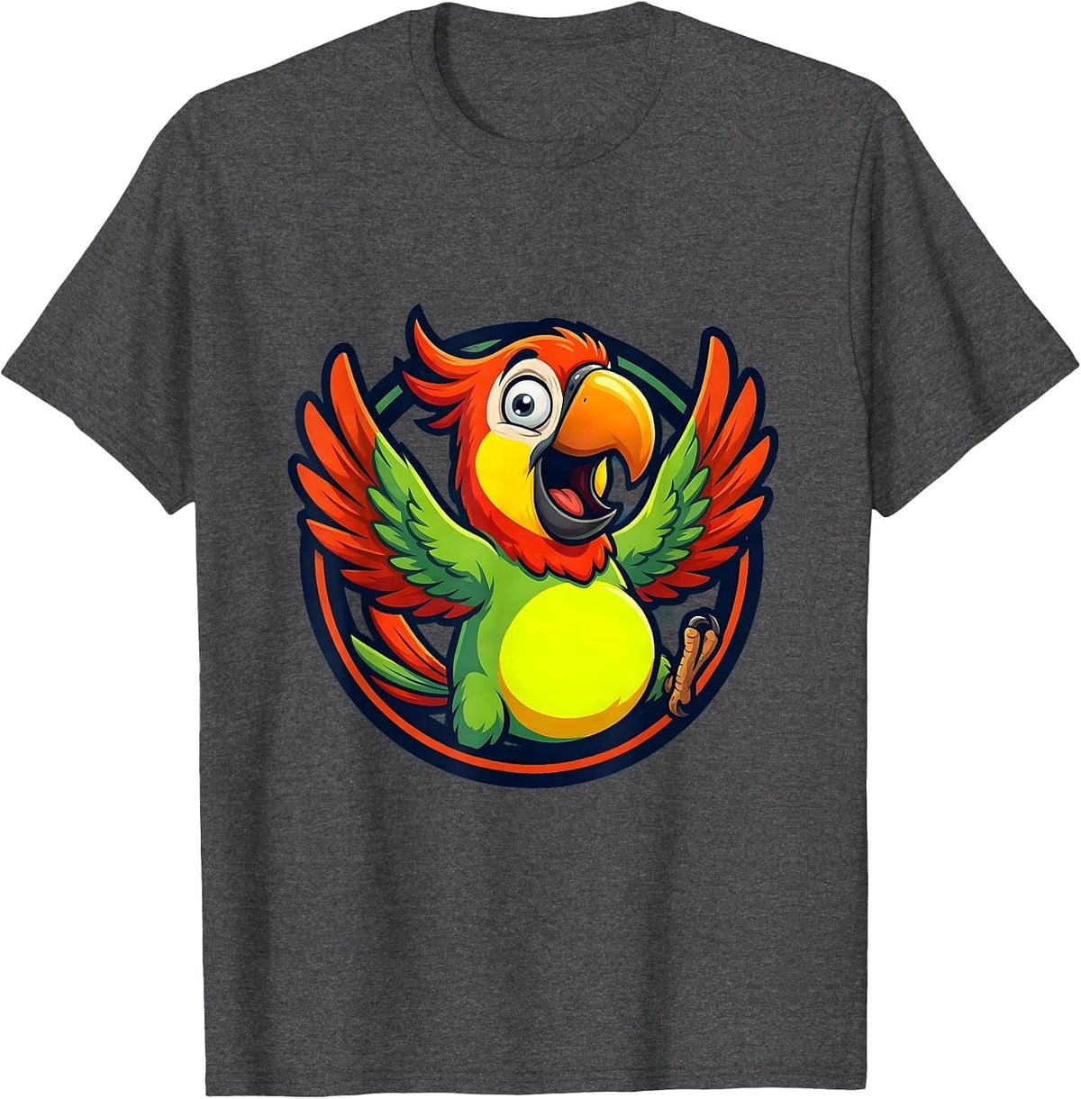 Funny Parrot Spilling Secrets to Wrong Person T-Shirt - Dark Heather Grey
