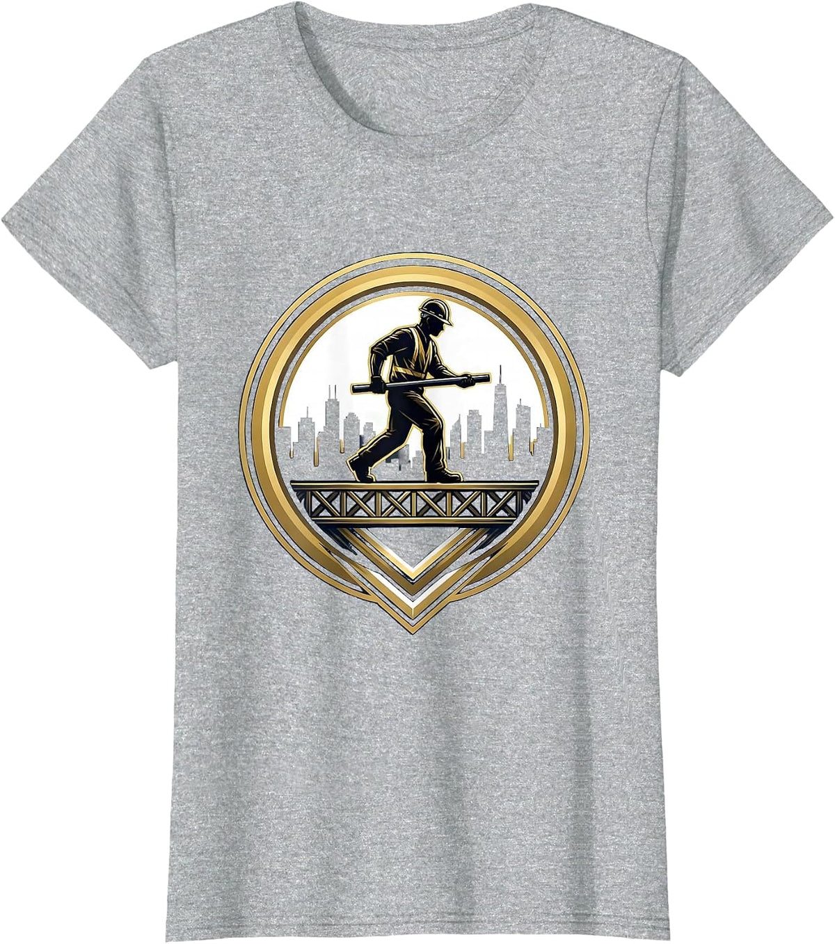 Iron Worker Steel Beam Labor Day Graphic T-Shirt - Heather Grey