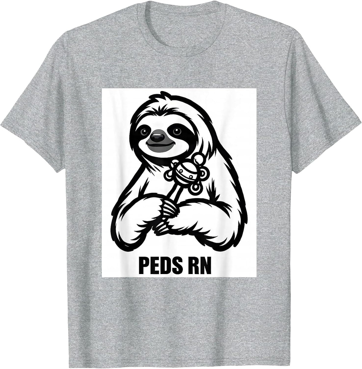 Men's PEDS RN Cute Sloth Pediatric Nurse Practitioner NICU PICU T-Shirt - Heather Grey