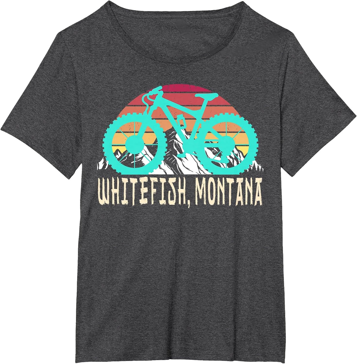 Whitefish Montana Mountain Bike Trip Vacation Souvenirs T-Shirt - Dark Heather Grey
