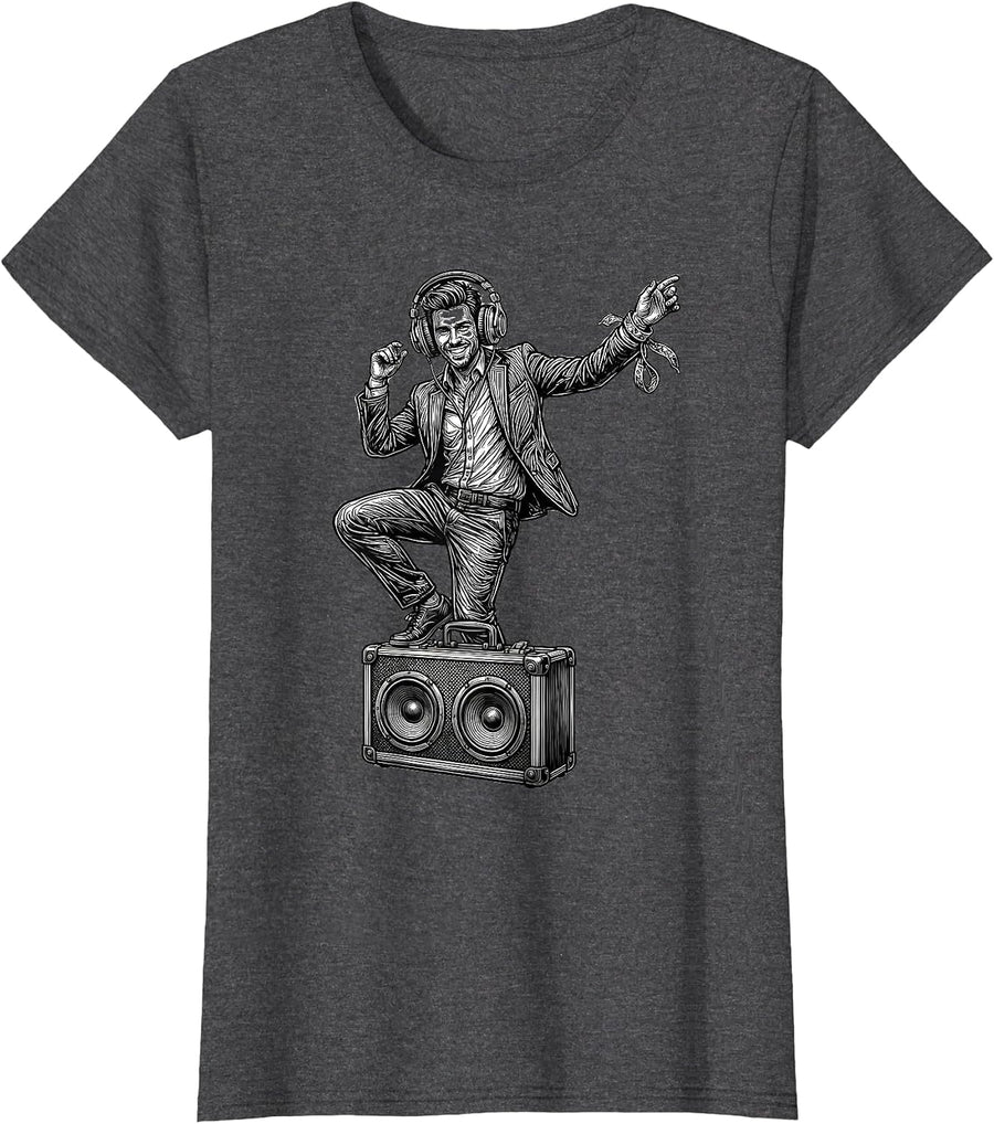Women's Dancing Business Casual Rave EDM Festival Humor T-Shirt - Dark Heather Grey