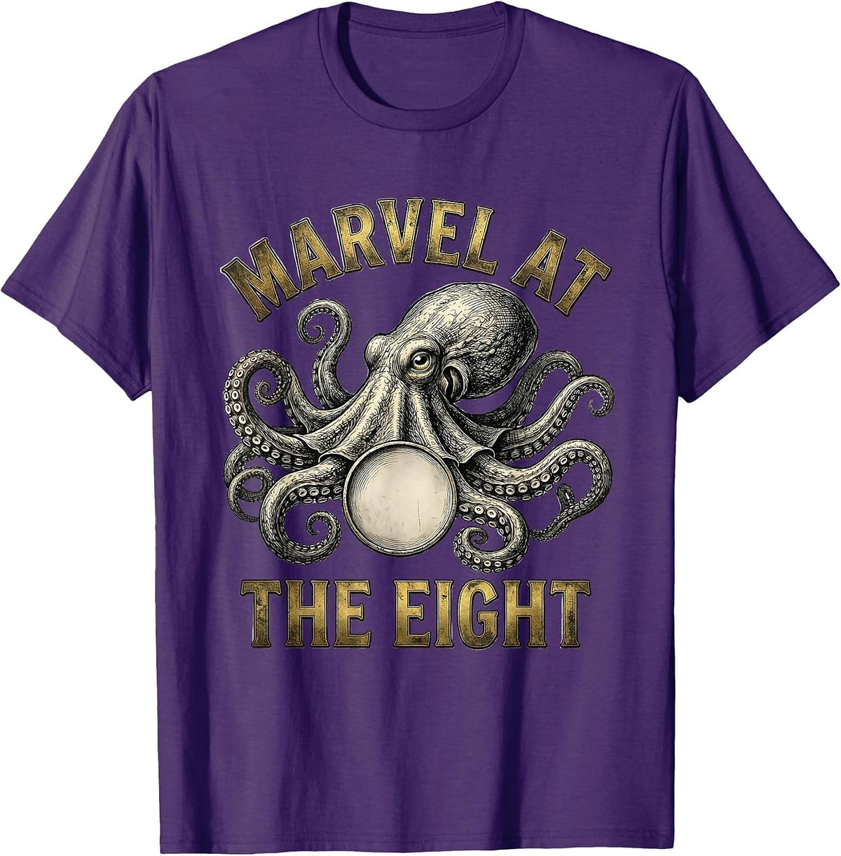 Marvel At The Eight Vintage Octopus Sea Creature T-Shirt - Purple