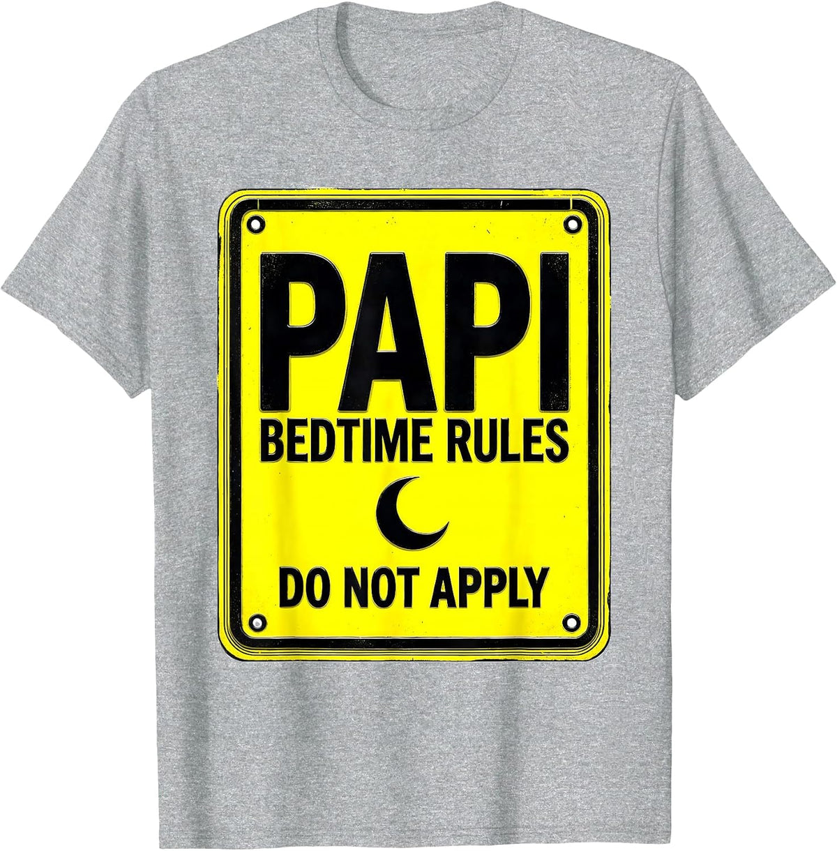 Men's Papi Bedtime Rules Do Not Apply Funny Papa Grandfather Humor T-Shirt - Heather Grey