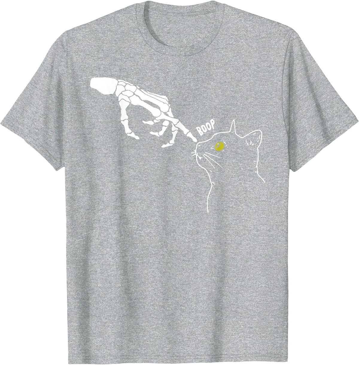 Halloween Skeleton Hand Cat Boop Funny Costume Cat Lovers T-Shirt - Heather Grey