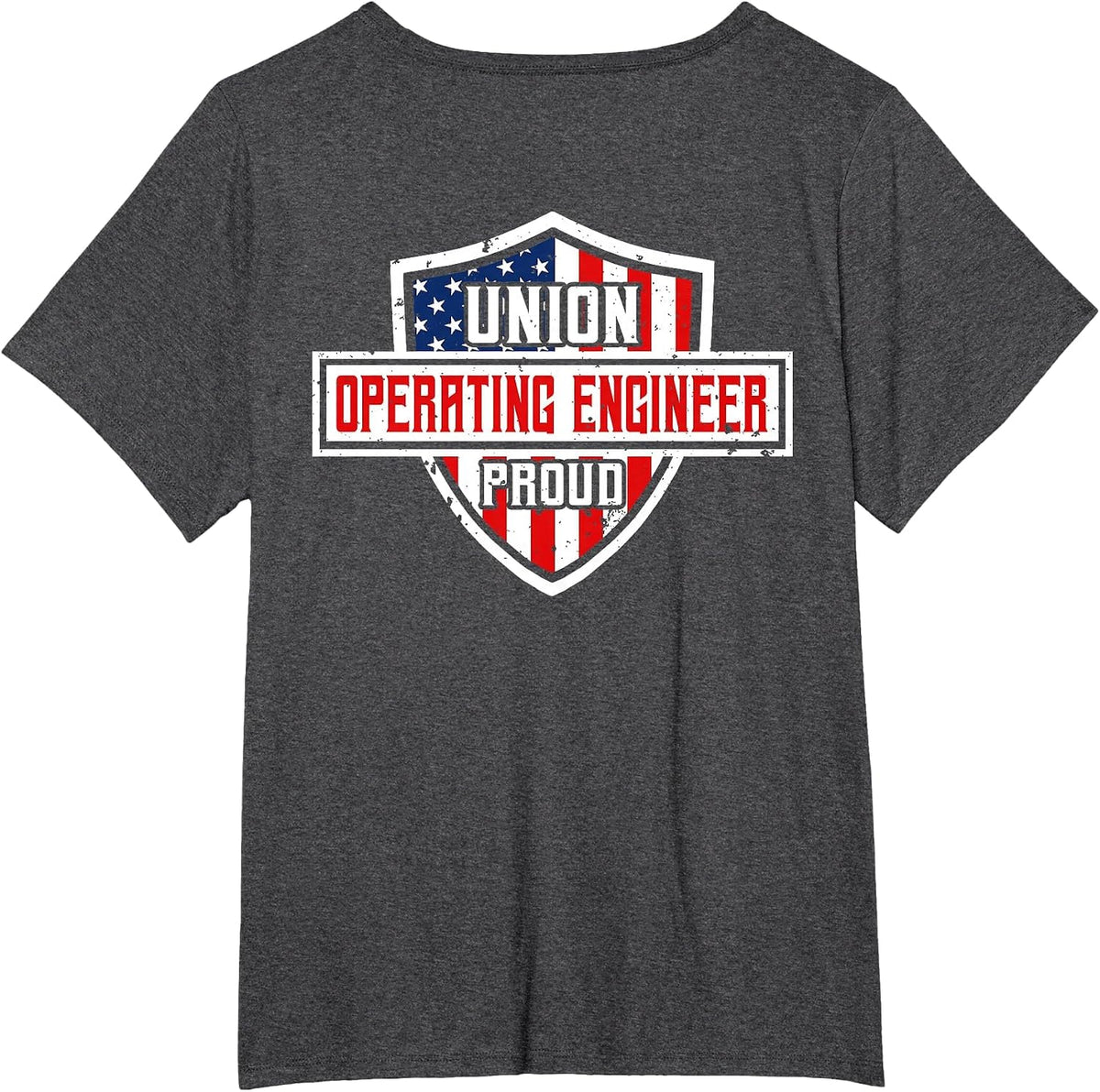 Operating Engineers Design On Back of Clothing T-Shirt - Dark Heather Grey