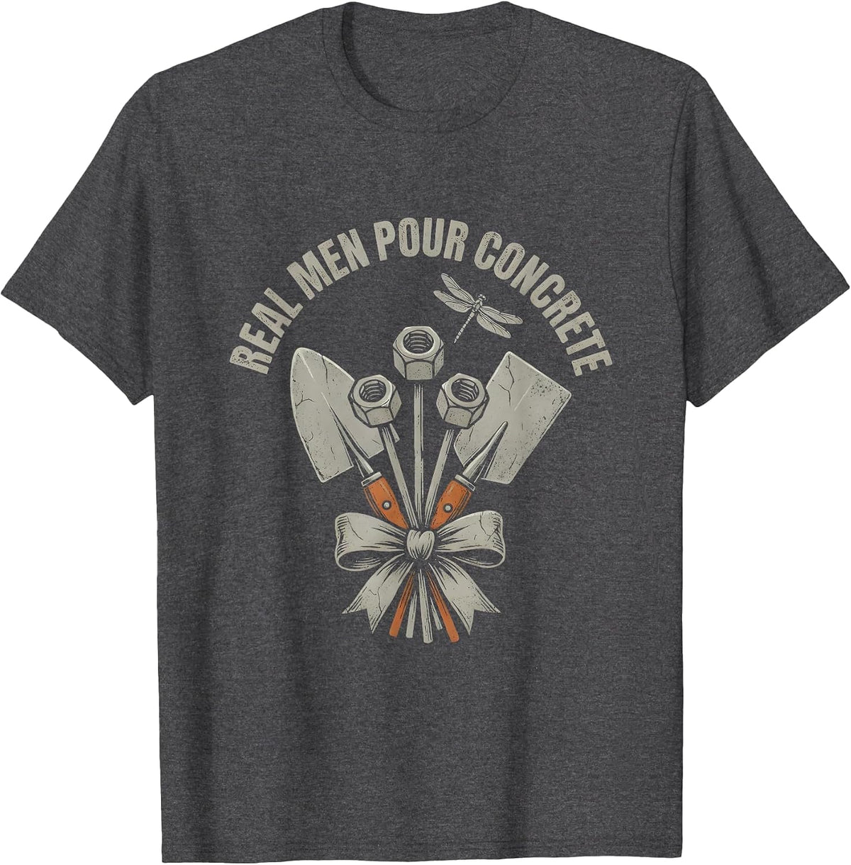 Real Men Pour Concrete Blue Collar Pride Design T-Shirt - Dark Heather Grey