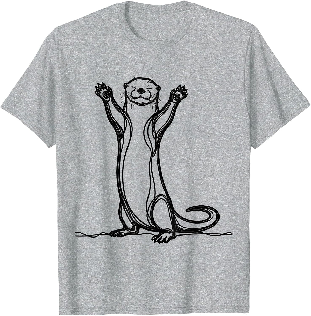Men's Otter Line Art Funny Otter Lover Gift T-Shirt - Heather Grey