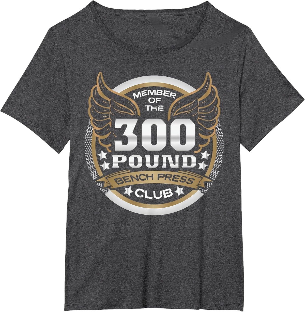 300 Pound Bench Press Club for Powerlifter Weightlifter Gym T-Shirt - Dark Heather Grey