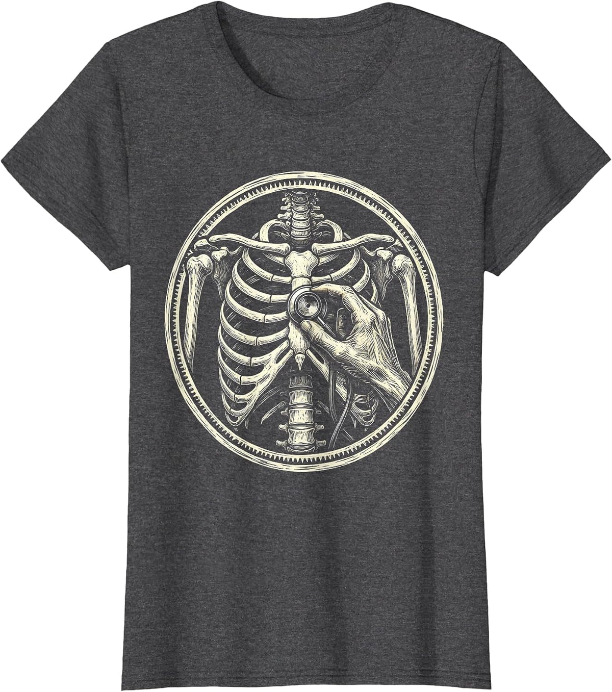 Women's Medical Assistant Stethoscope X-Ray Graphic T-Shirt - Dark Heather Grey