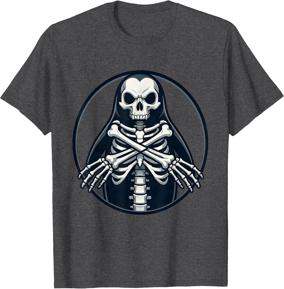 Men's Penguin Skeleton Crossed Flippers Illustration T-Shirt - Dark Heather Grey
