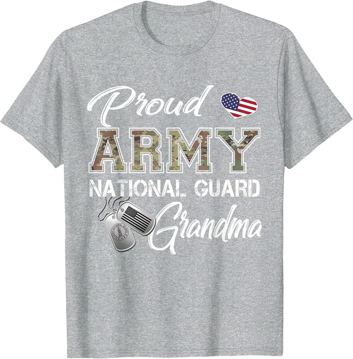 Proud Army National Guard Grandma Military Pride T-Shirt - Heather Grey