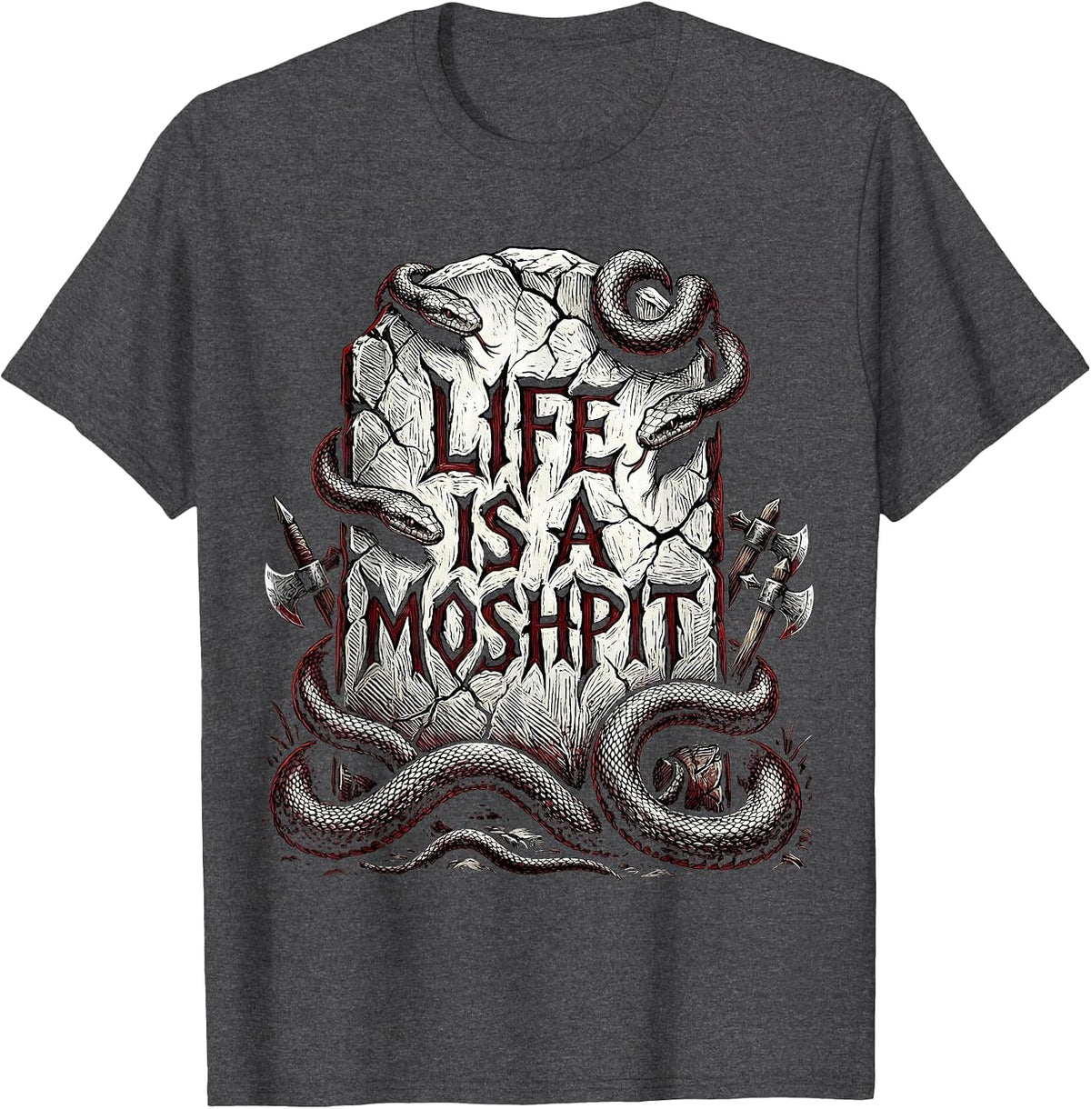 Life Is A Moshpit Metal Band Graphic Design T-Shirt - Dark Heather Grey