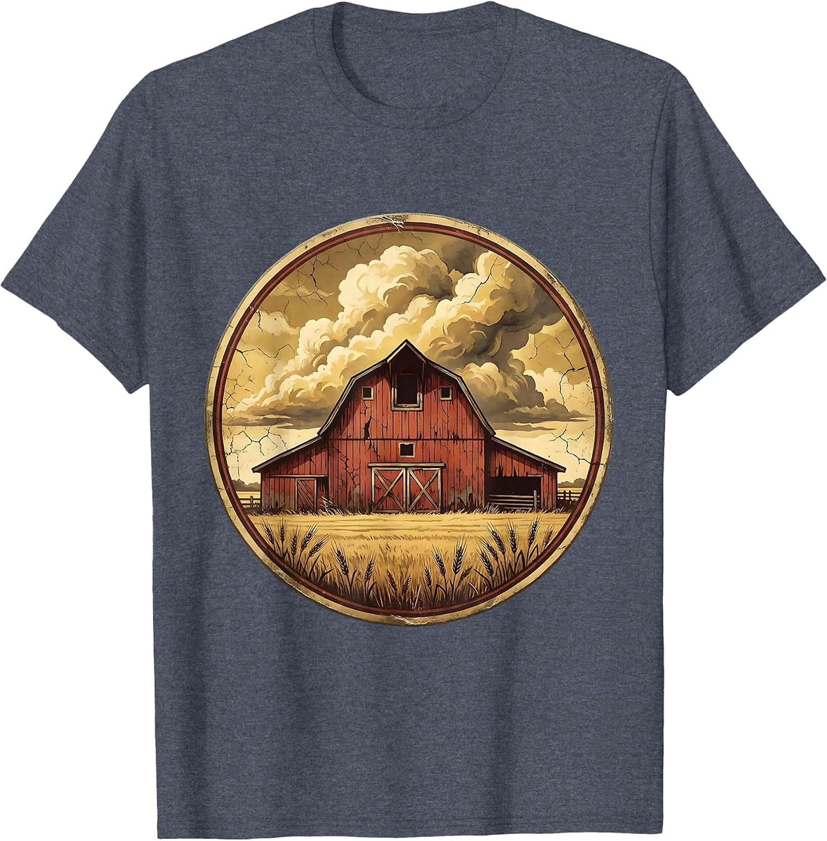 Men's Red Barn Stormy Sky Country Music Graphic T-Shirt - Heather Blue