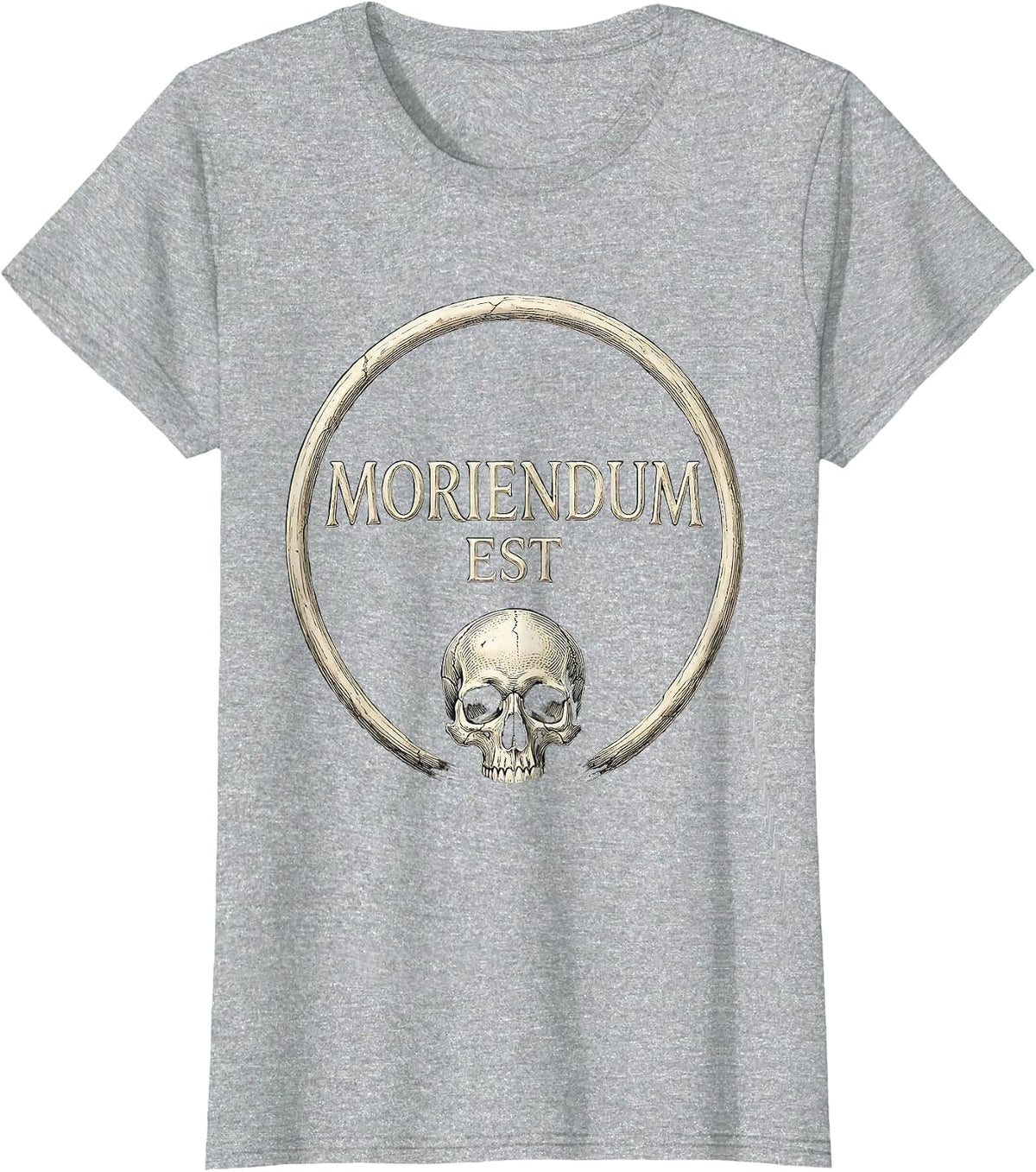 MORIENDUM EST Stoic Philosophy Memento Mori Quote T-Shirt - Heather Grey