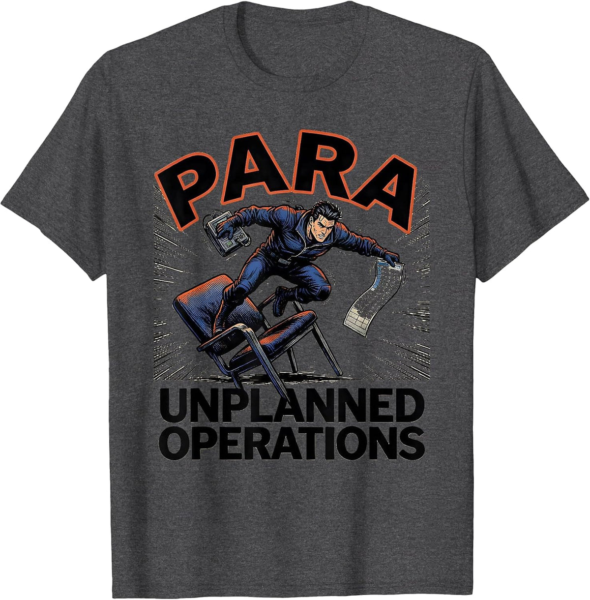 Para Unplanned Operations Comic Book Paraprofessional T-Shirt - Dark Heather Grey