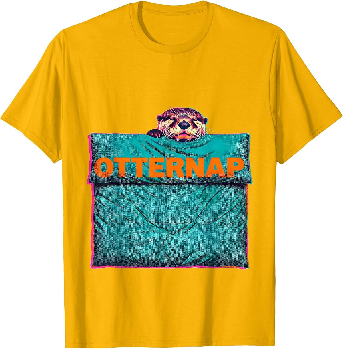 Men's Otternap Risograph Sleeping Animal Official Sleepshirt T-Shirt - Golden Yellow