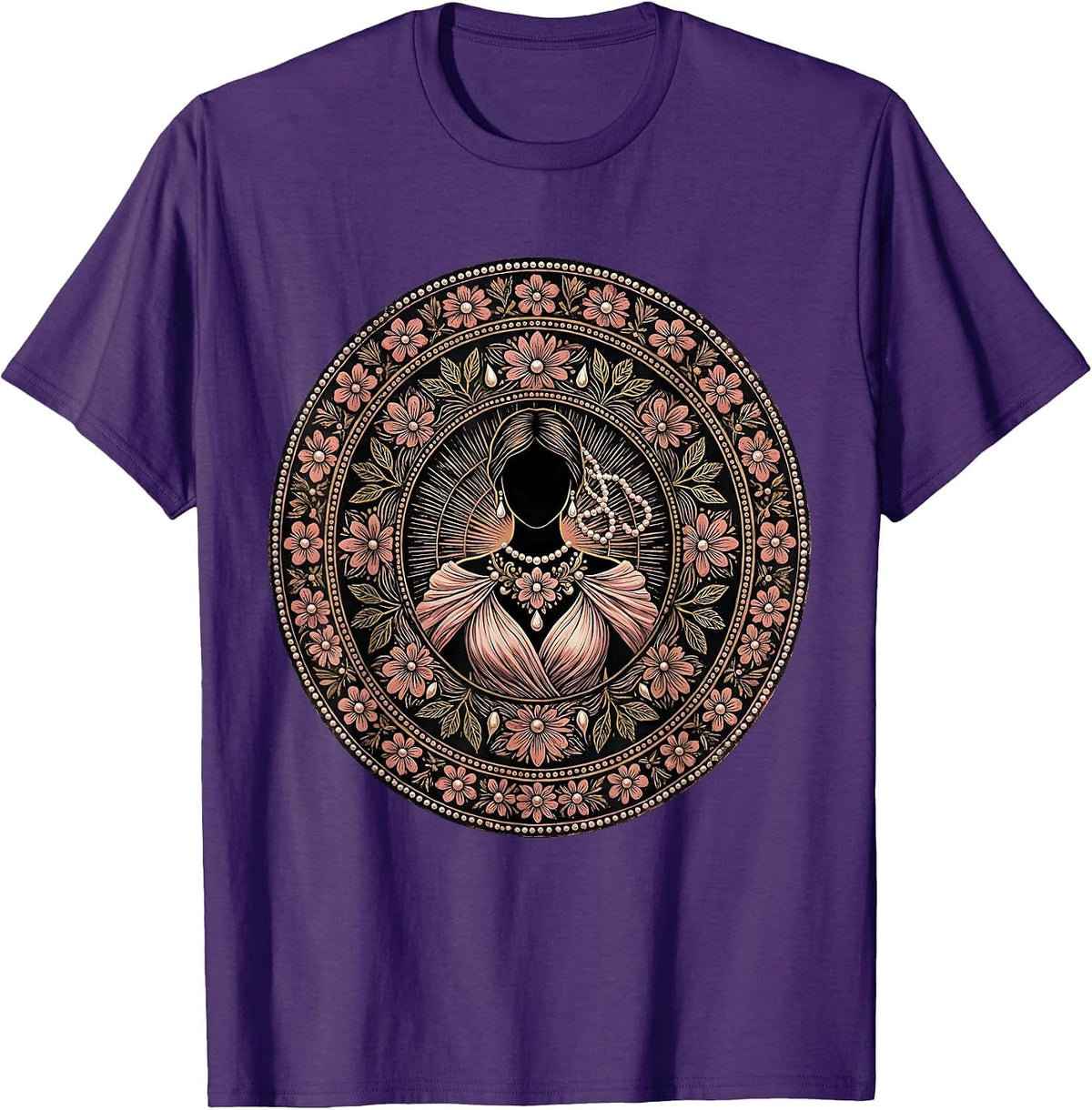 Gigi Glamorous Pearl and Silk Illustration T-Shirt - Purple