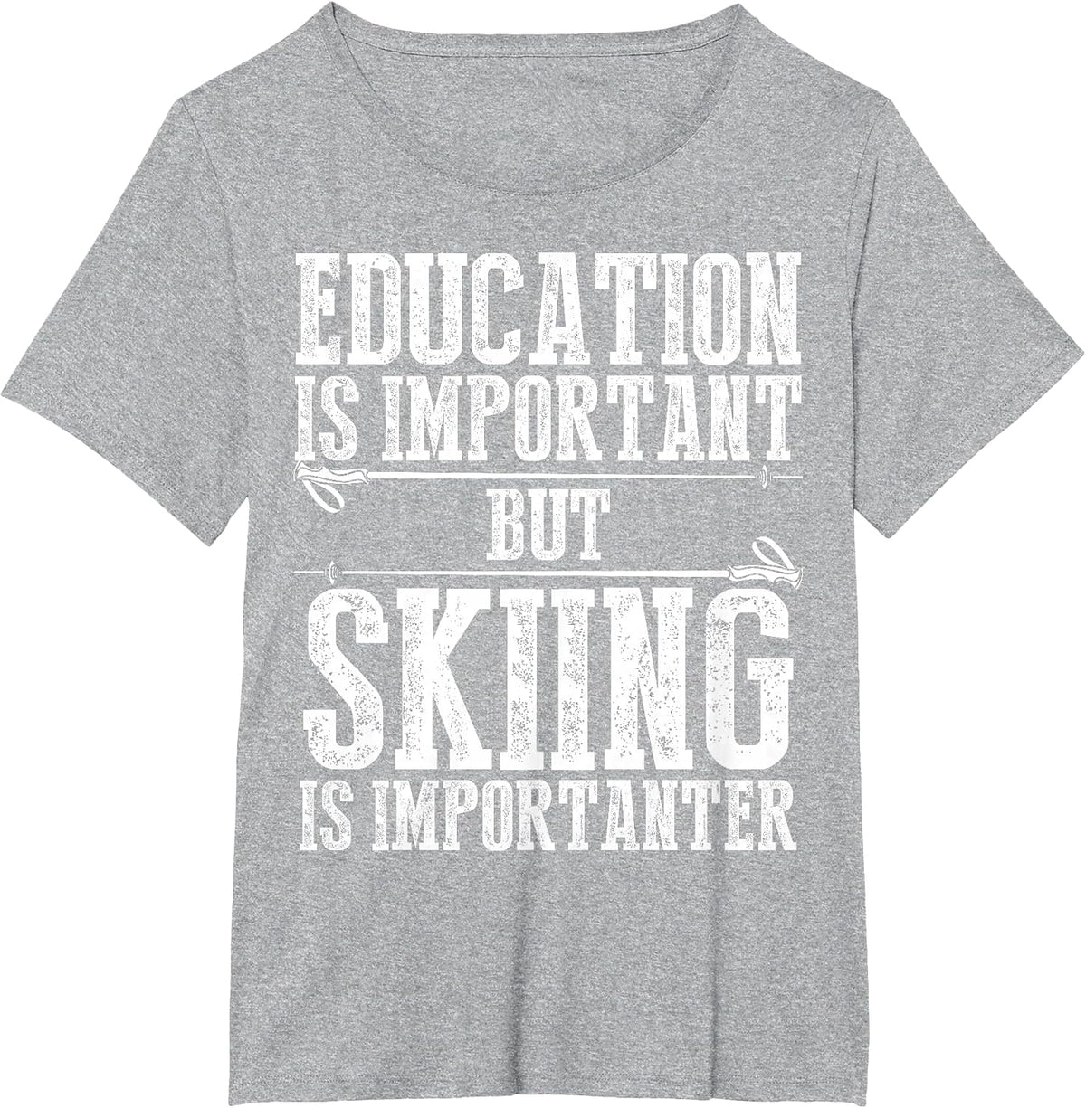 Skiing Art for Men Women Kids Winter Sport Ski Lover Skier T-Shirt - Heather Grey