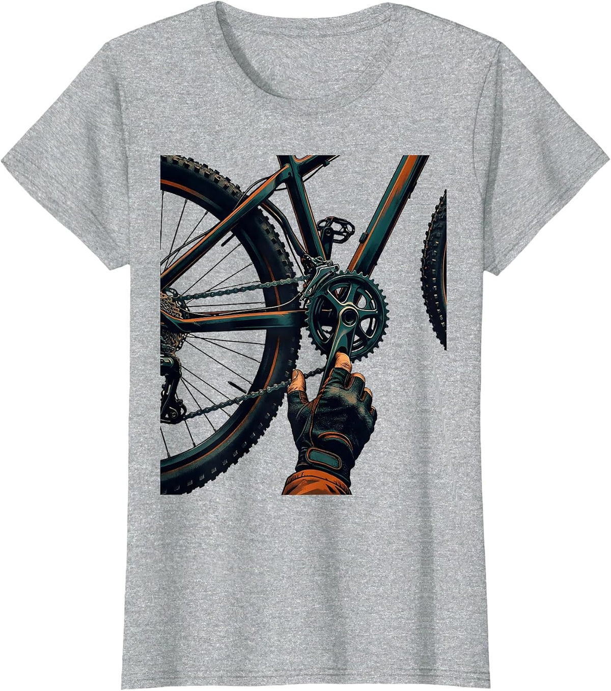 Women's Mountain Bike Drivetrain Humor Cycling Enthusiast Gift T-Shirt - Heather Grey