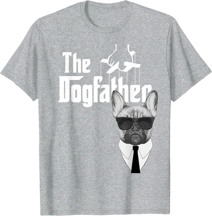 The Dogfather French Bulldog T-Shirt Frenchie Dog Tee T-Shirt - Heather Grey
