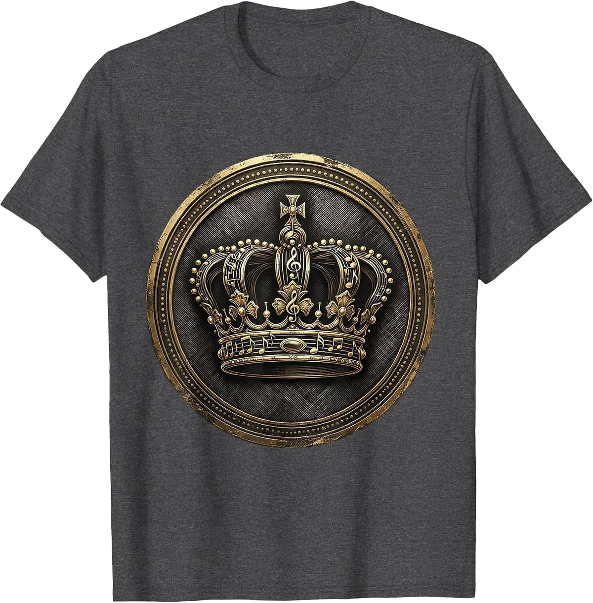 Music Teacher Crown of Notes Graphic Design T-Shirt - Dark Heather Grey