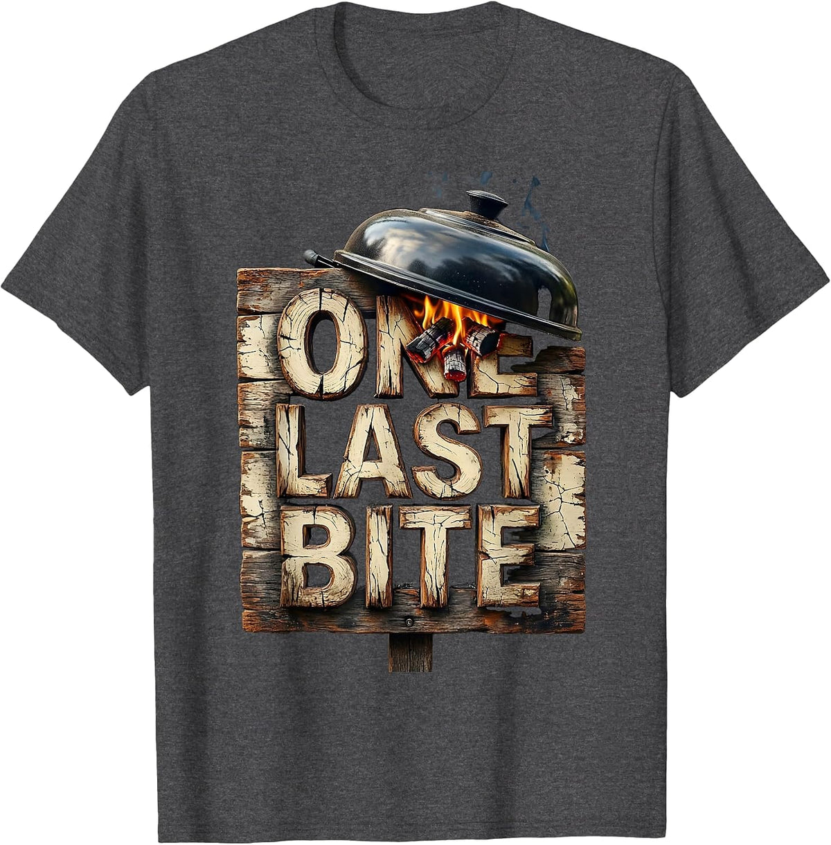 One Last Bite Distressed BBQ Pitmaster Labor Day T-Shirt - Dark Heather Grey